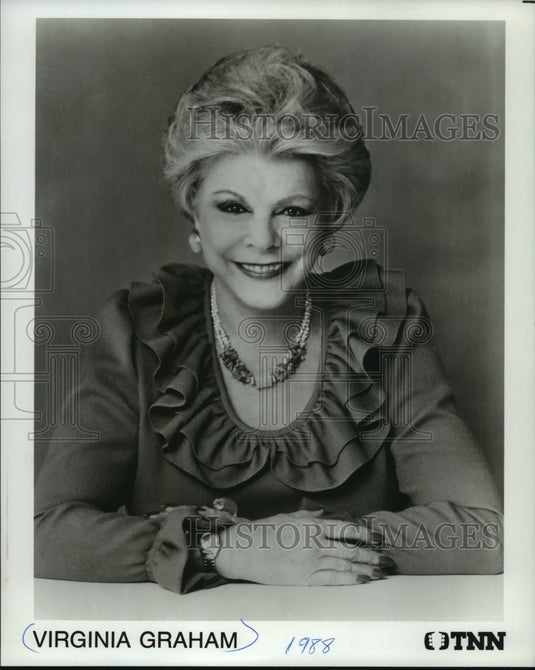1988 Press Photo Virginia Graham, talk show host - mjp14711 - Historic Images