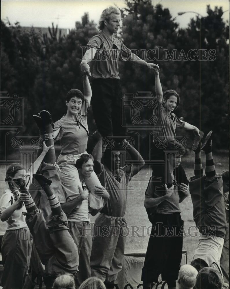 1979, Friends Mime troupers &amp; their version of Hyatt Regency Hotel - Historic Images