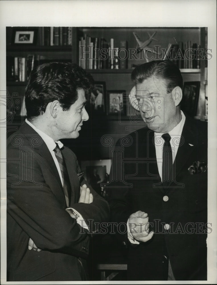 1963, Entertainers Eddie Fisher and Arthur Godfrey chat in New York - Historic Images