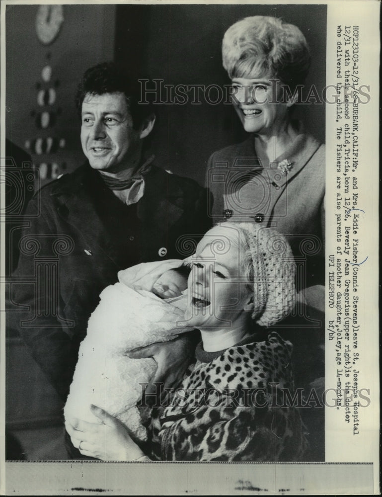 1968, Mr &amp; Mrs Eddie Fisher with new child at St. Joseph&#39;s Hospital - Historic Images