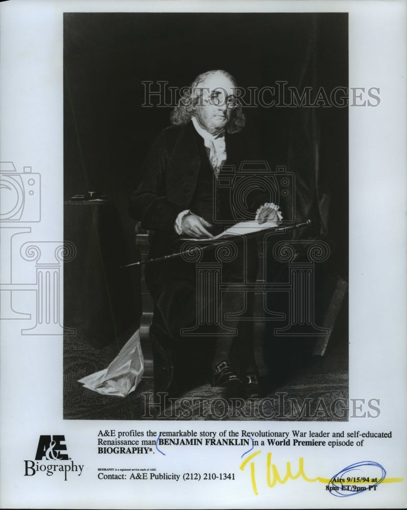 1994 Press Photo Revolutionary War leader Benjamin Franklin - mjp14949 - Historic Images
