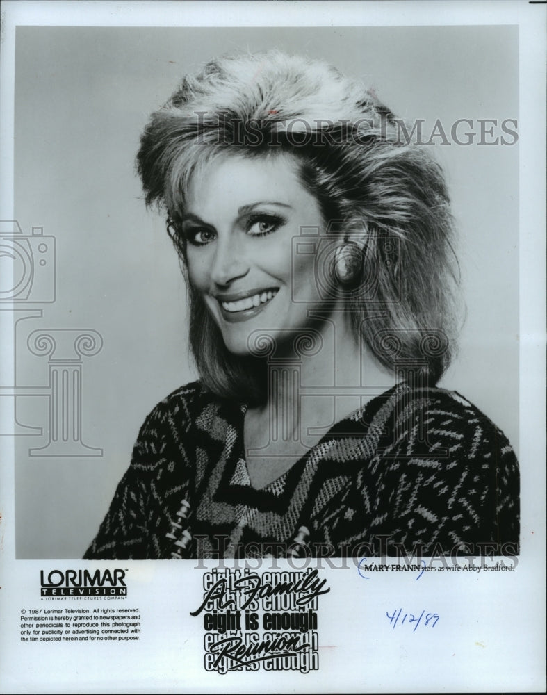 1987 Press Photo Mary Frann stars on Eight is Enough A Family Reunion. - Historic Images