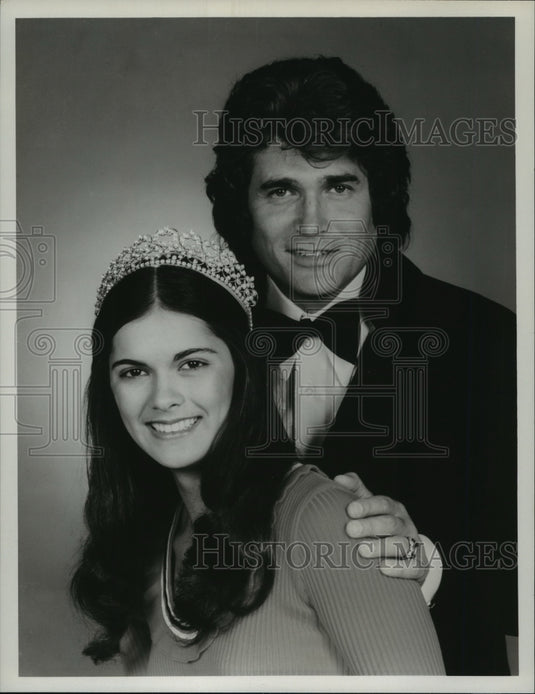 1976, 1975 American Junior Miss Julie Forshee & host Michael Landon - Historic Images
