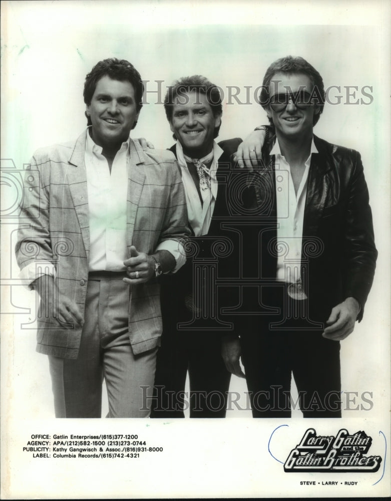 1987, musician Larry Gatlin and the Gatlin Brothers - mjp15253 - Historic Images