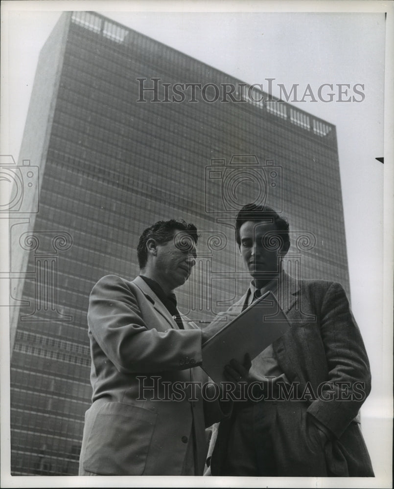 1952, Vittorio Gassman and director at United Nations Headquarters - Historic Images