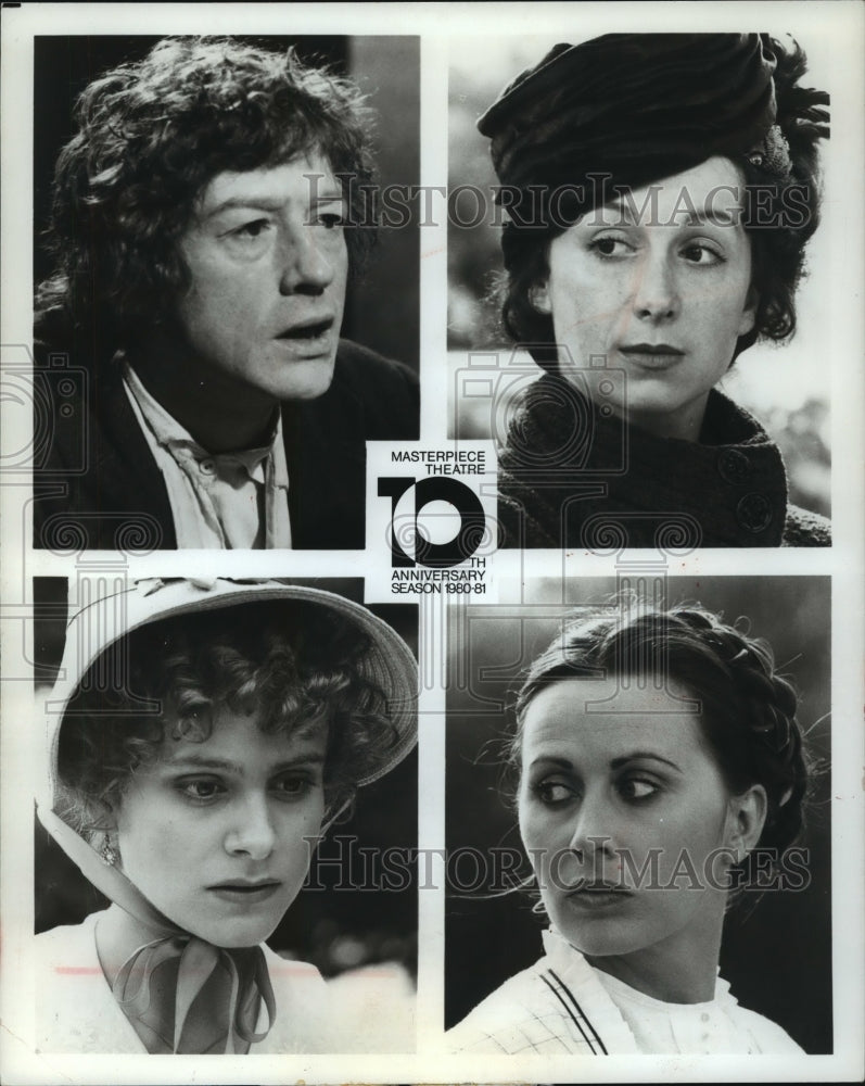 1980 Press Photo Elizabeth Garvie of Pride and Prejudice with unknown others - Historic Images