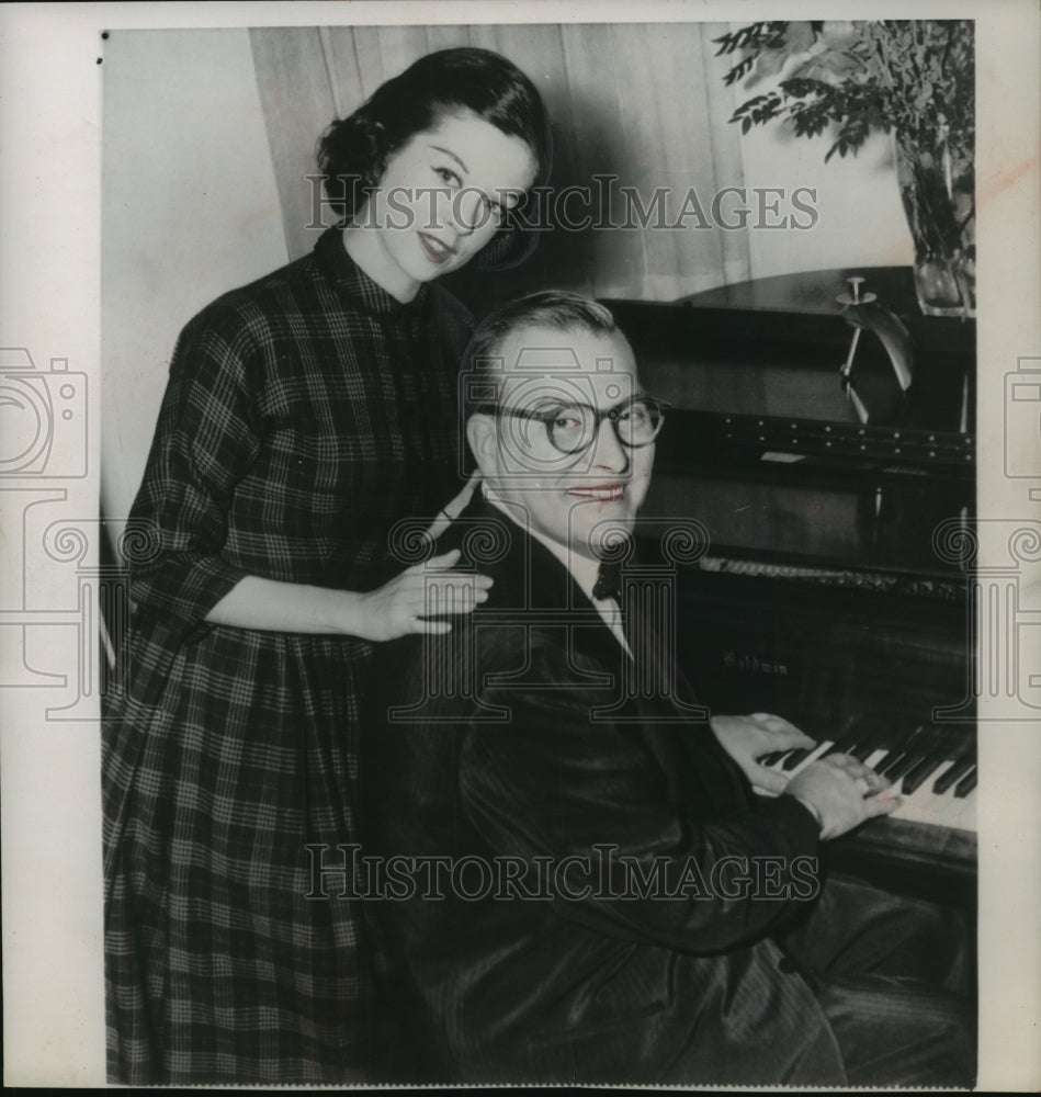 1956, Television star Dave Garroway and fiance, Pamela Wilde. - Historic Images