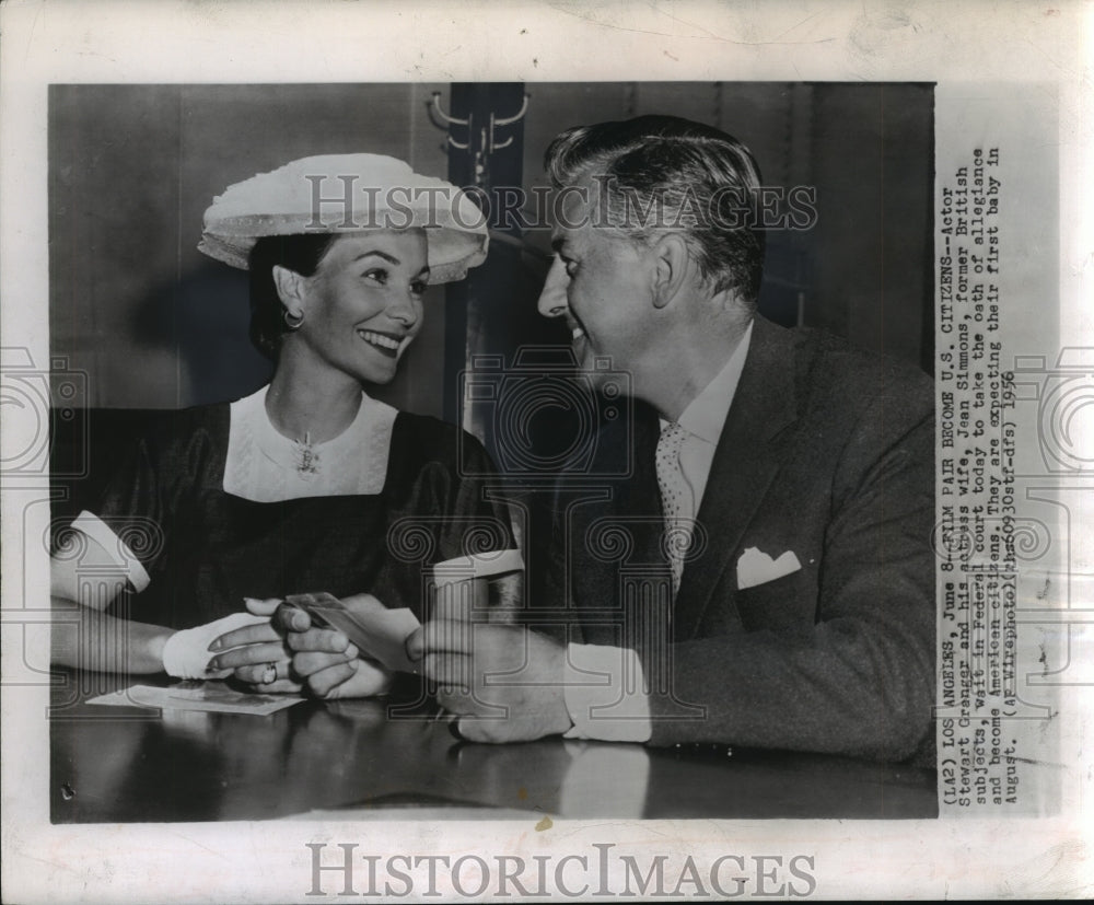 1956 Press Photo Actor Stewart Granger and wife Jean Simmons - mjp15366 - Historic Images