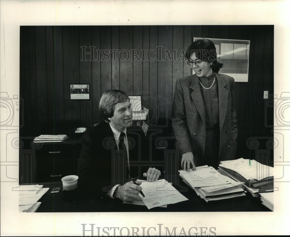 1983, Tom Fox &amp; Lou Zellner, Deputy State Insurance Commissioner, WI - Historic Images