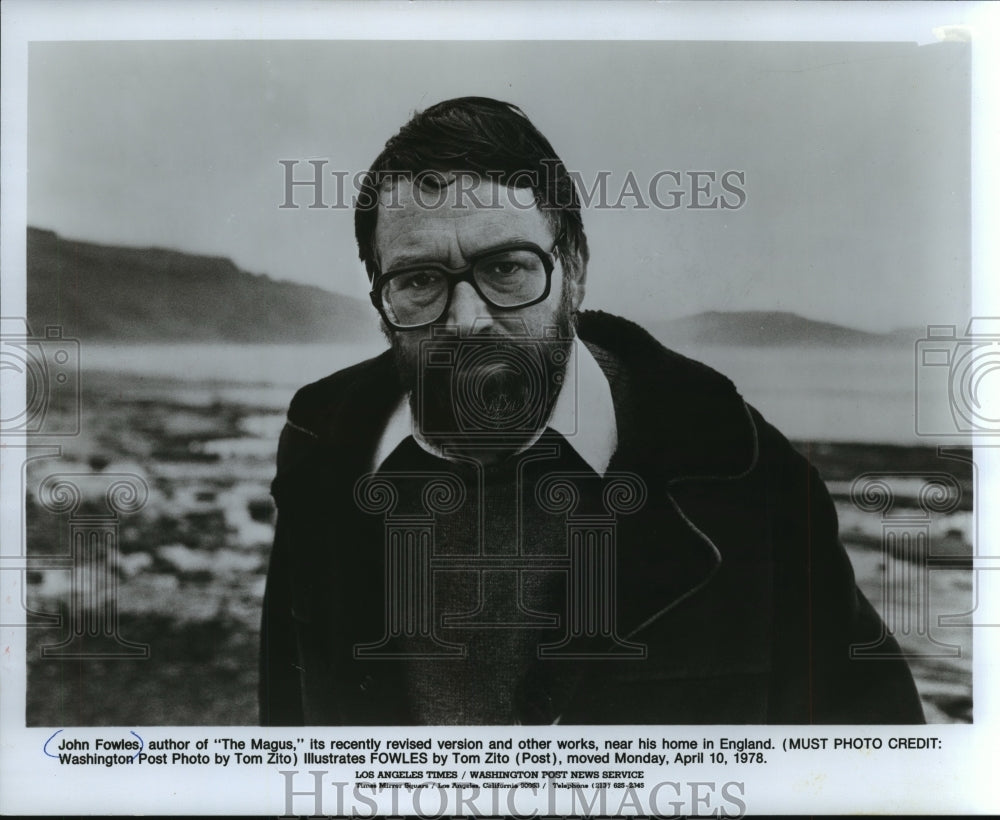1978 Press Photo John Fowles, author of &quot;The Magus&quot; near his home in England - Historic Images