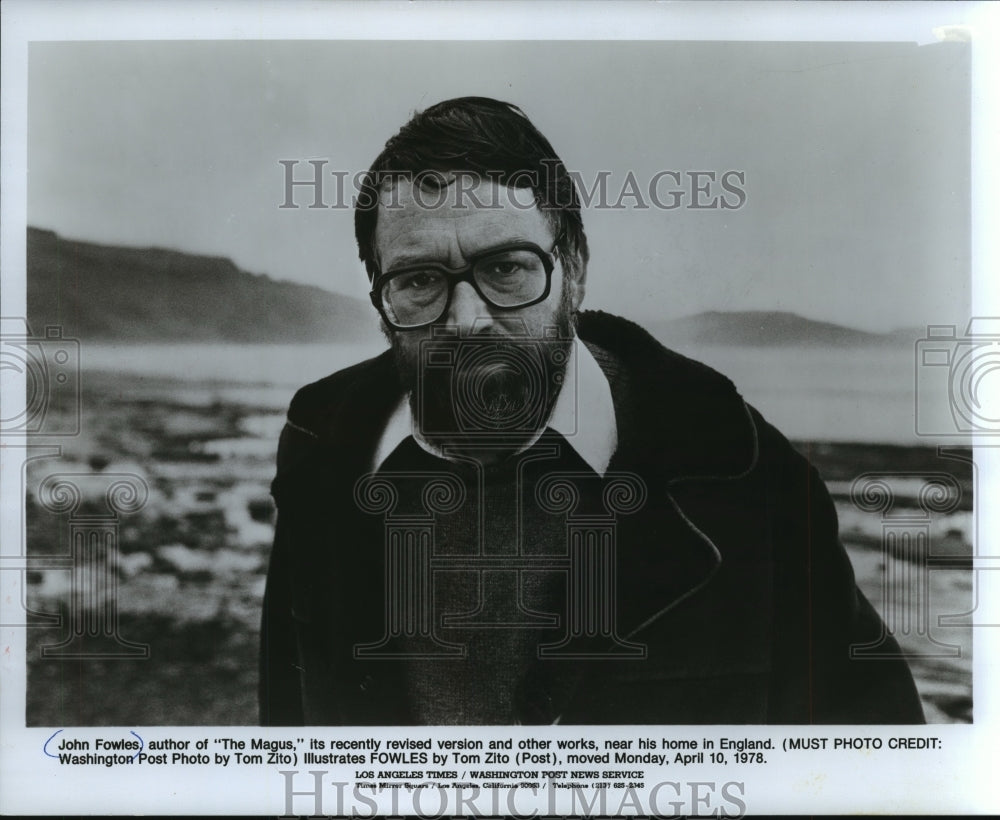 1978 Press Photo John Fowles, author of "The Magus" near his home in England - Historic Images