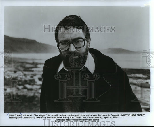 1978 Press Photo John Fowles, author of "The Magus" near his home in England - Historic Images