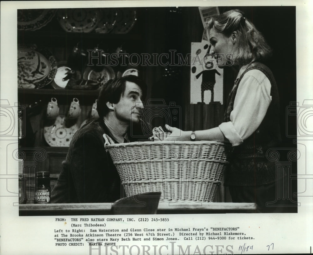 1986, Theater&#39;s Sam Waterston &amp; Glenn Close star in &quot;Benefactors&quot; - Historic Images