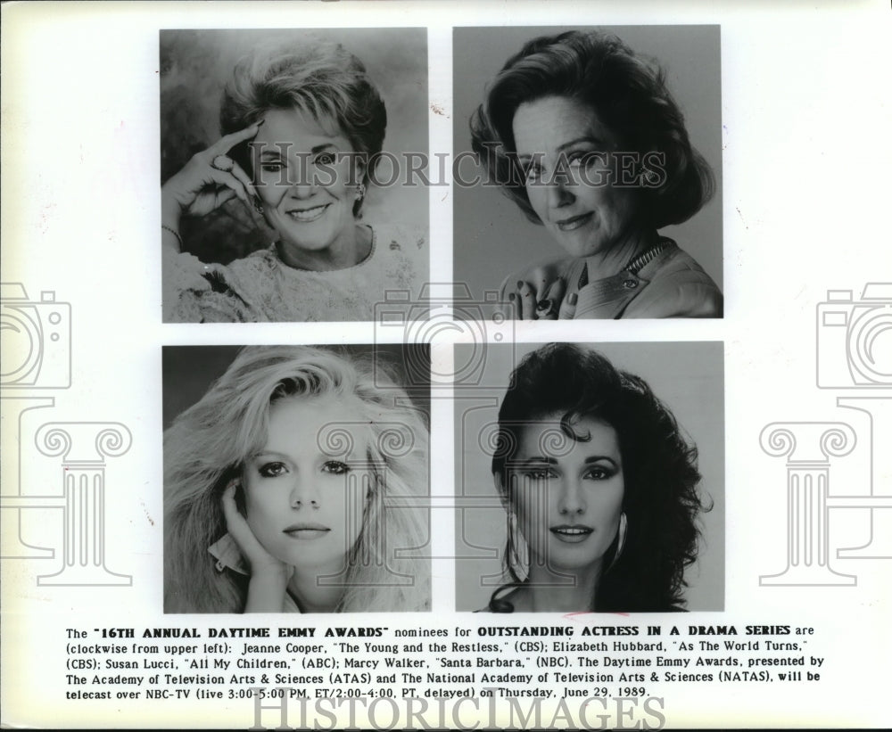 1989 Press Photo &quot;16th Annual Daytime Emmy Awards&quot; nominees for daytime drama - Historic Images