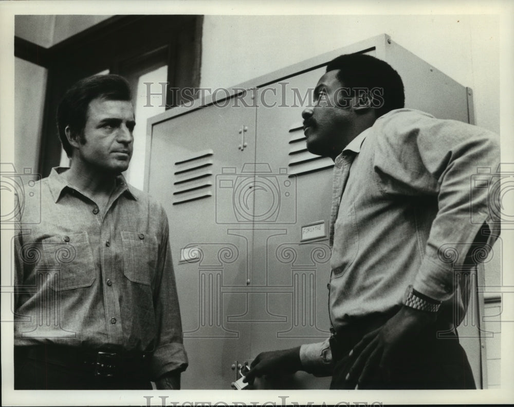 1973 actors Vince Edwards &amp; Andrew Duggan in ABC&#39;s &quot;Firehouse&quot; - Historic Images