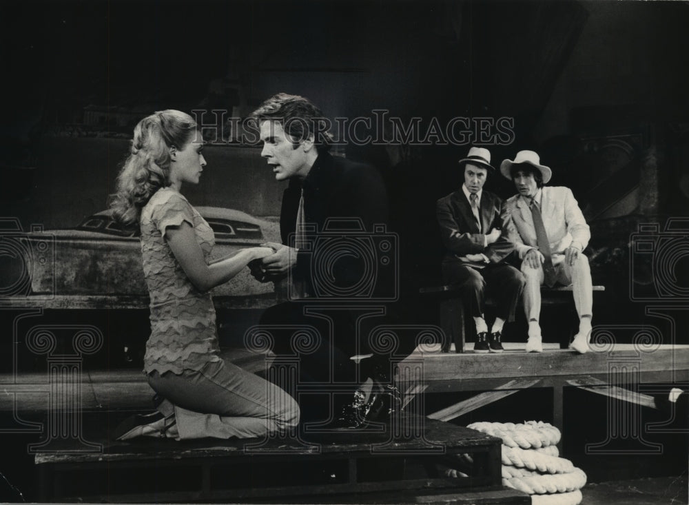 1975, actress Connie Forslund &amp; Christopher Hastings in &quot;Scapl-no&quot; - Historic Images