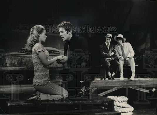 1975, actress Connie Forslund & Christopher Hastings in "Scapl-no" - Historic Images