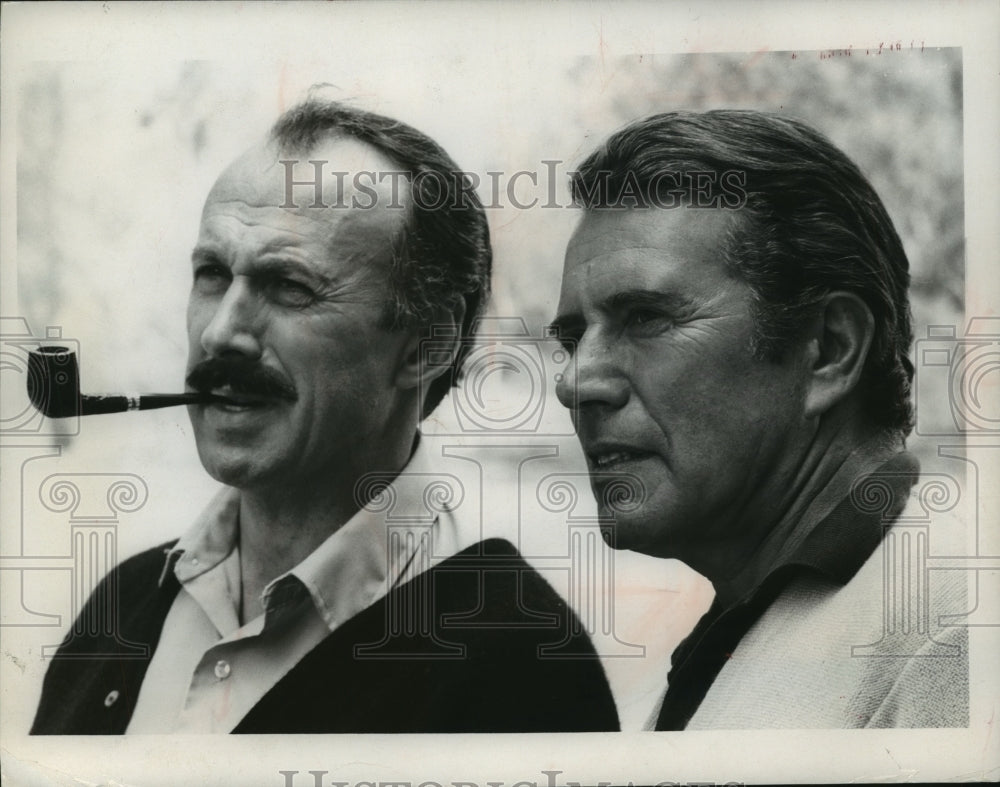 1971, actors Richard Kiley & John Forsythe in "Murder Once Removed" - Historic Images