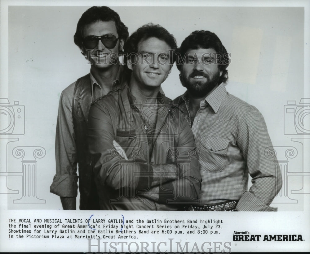 1982, musician Larry Gatlin and the Gatlin Brothers - mjp15720 - Historic Images