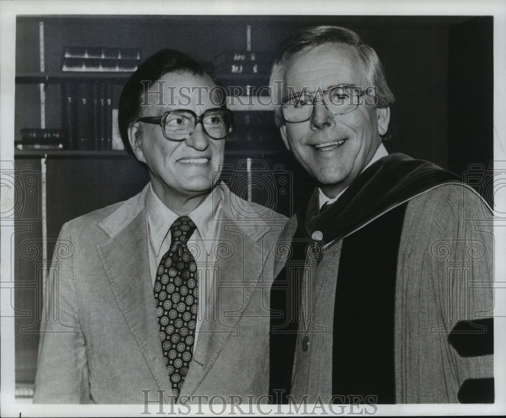 1977, TV host Dave Garroway with Robert Schuller. - mjp15761 - Historic Images