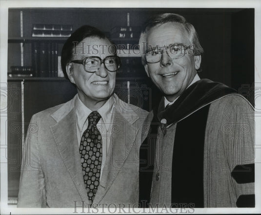 1977, TV host Dave Garroway with Robert Schuller. - mjp15761 - Historic Images
