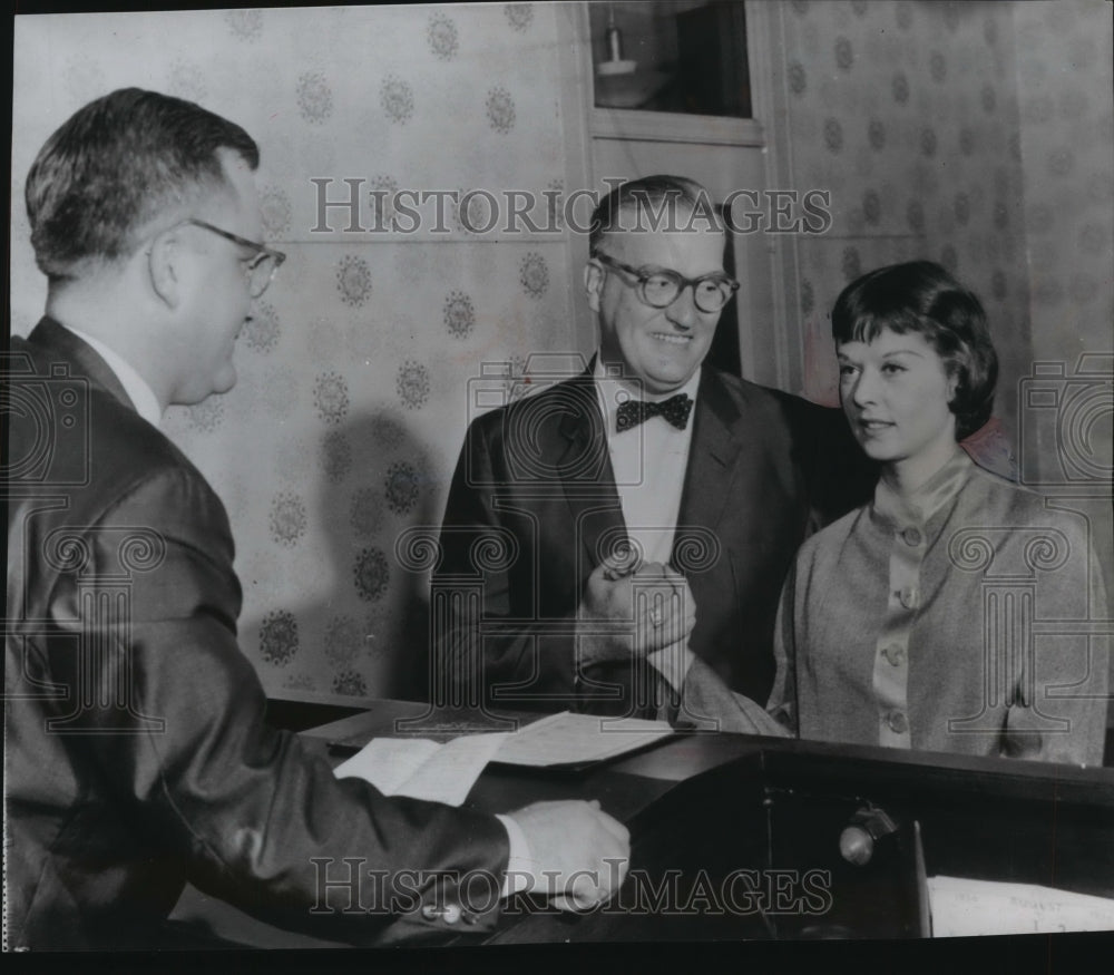 1956, New York-Dave Garroway, 42, and Pamela Wilde, 28, wed. - Historic Images