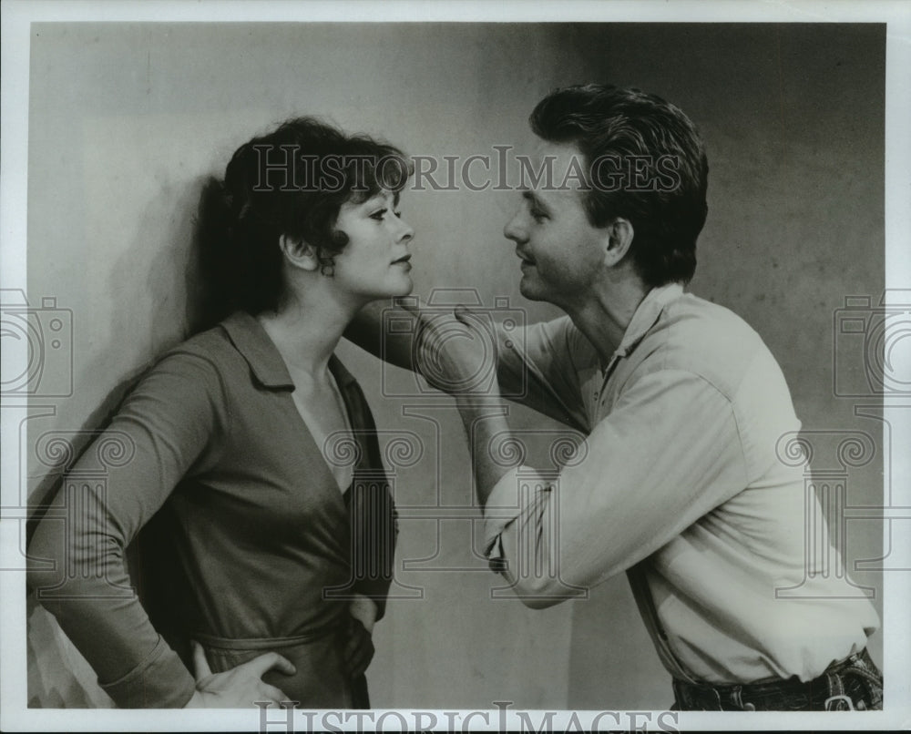 1985, actors Frances Fisher, David Andrews in "Fool For Love", N.Y. - Historic Images