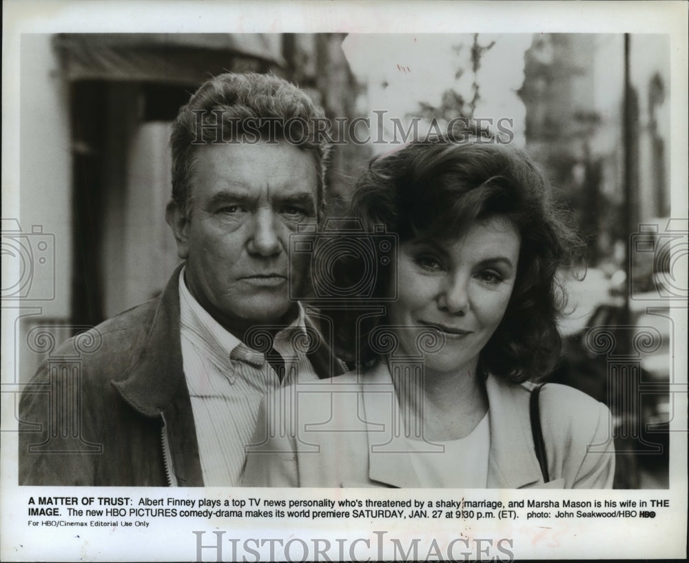 1990, Actor Albert Finney & Marsha Mason in HBO's "The Image" - Historic Images