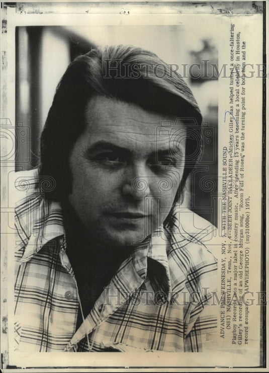 1975, Mickey Gilly remakes George Morgan's Room Full of Roses song. - Historic Images