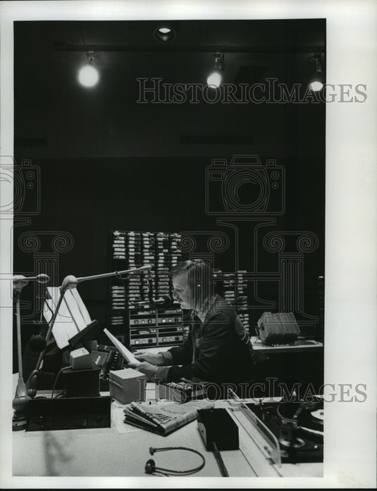 1974, Jonathan Green at the microphone on WTMJ Radio - mjp16220 - Historic Images