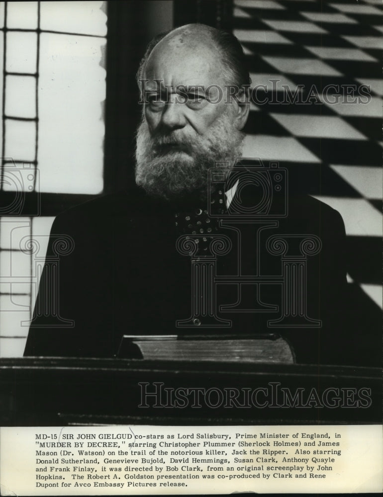 1980 Press Photo Actor Sir John Gielgud as Lord Salisbury in &quot;Murder by Decree&quot; - Historic Images