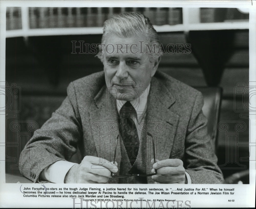 1980 Press Photo Actor John Forsythe co-stars in &quot;...And Justice For All.&quot; - Historic Images
