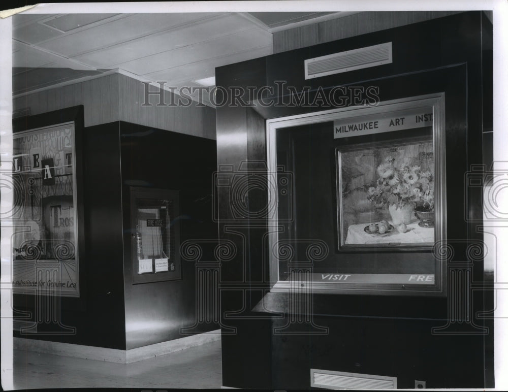 1963 Press Photo Emily Groom&#39;s &quot;Sun Flowers and Zinnias&quot; Milwaukee Art Institute - Historic Images