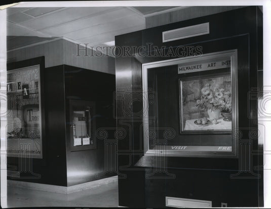 1963 Press Photo Emily Groom's "Sun Flowers and Zinnias" Milwaukee Art Institute - Historic Images