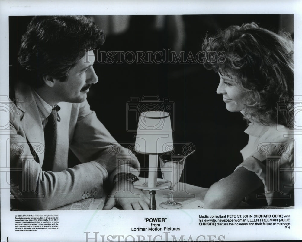 1986 Press Photo Richard Gere and Julie Christie in a scene from Power.-Historic Images