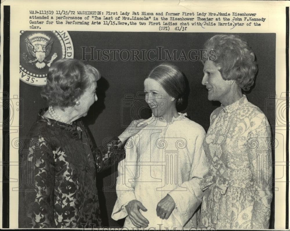 1972 Press Photo Julie Harris with First Lady Pat Nixon and Mrs. Eisenhower-Historic Images