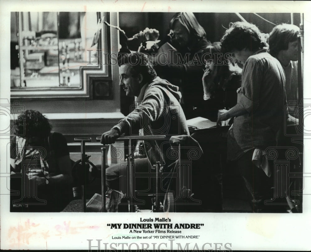 1981 Press Photo My Dinner With Andre Director Louis Malle on set -  Historic Images