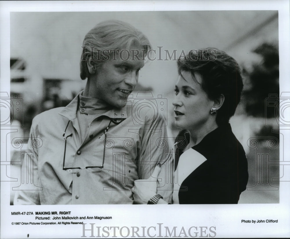 1987 Press Photo John Malkovich and Ann Magnuson in "Making Mr. Right" - Historic Images