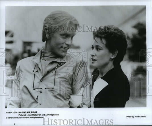 1987 Press Photo John Malkovich and Ann Magnuson in "Making Mr. Right" - Historic Images