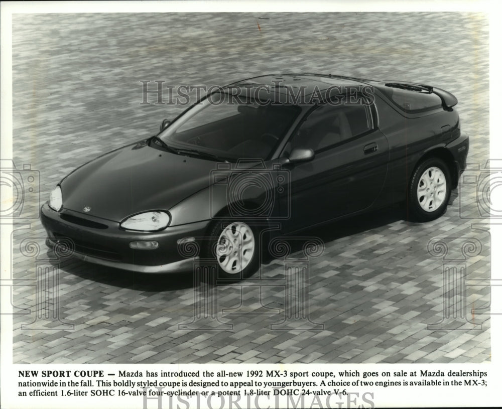 1991 Press Photo The Mazda MX-3 sports coupe, aimed at younger buyers - Historic Images