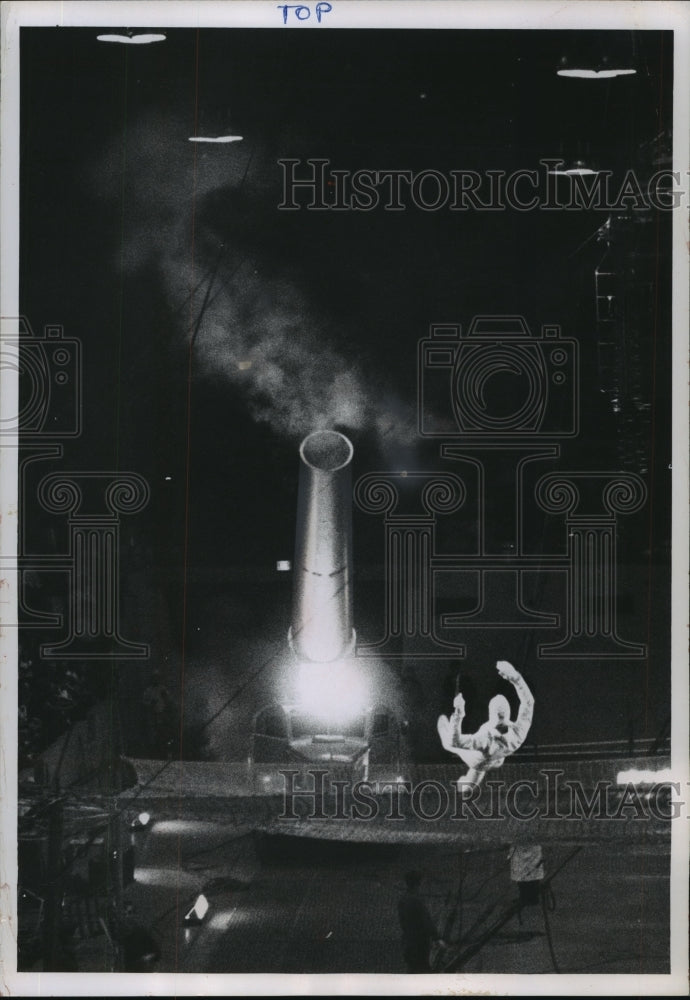 1963 One of the Zucchini clan flies after being shot out of a cannon - Historic Images