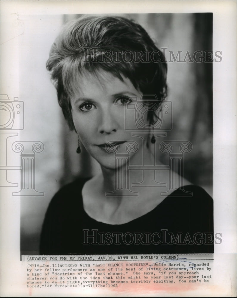 1962 Press Photo Actress Julie Harris - mjp17729-Historic Images