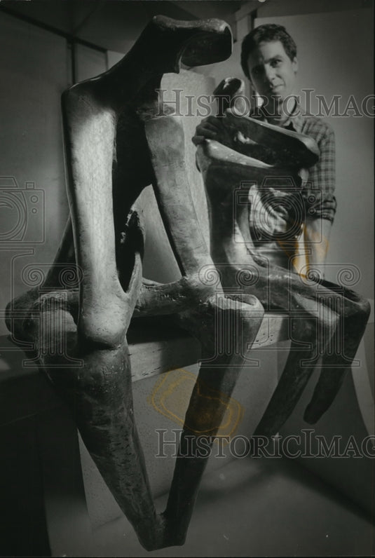 1982 Press Photo Gene Galazan's "Two Seated Women" sculpture - mjp17737 - Historic Images