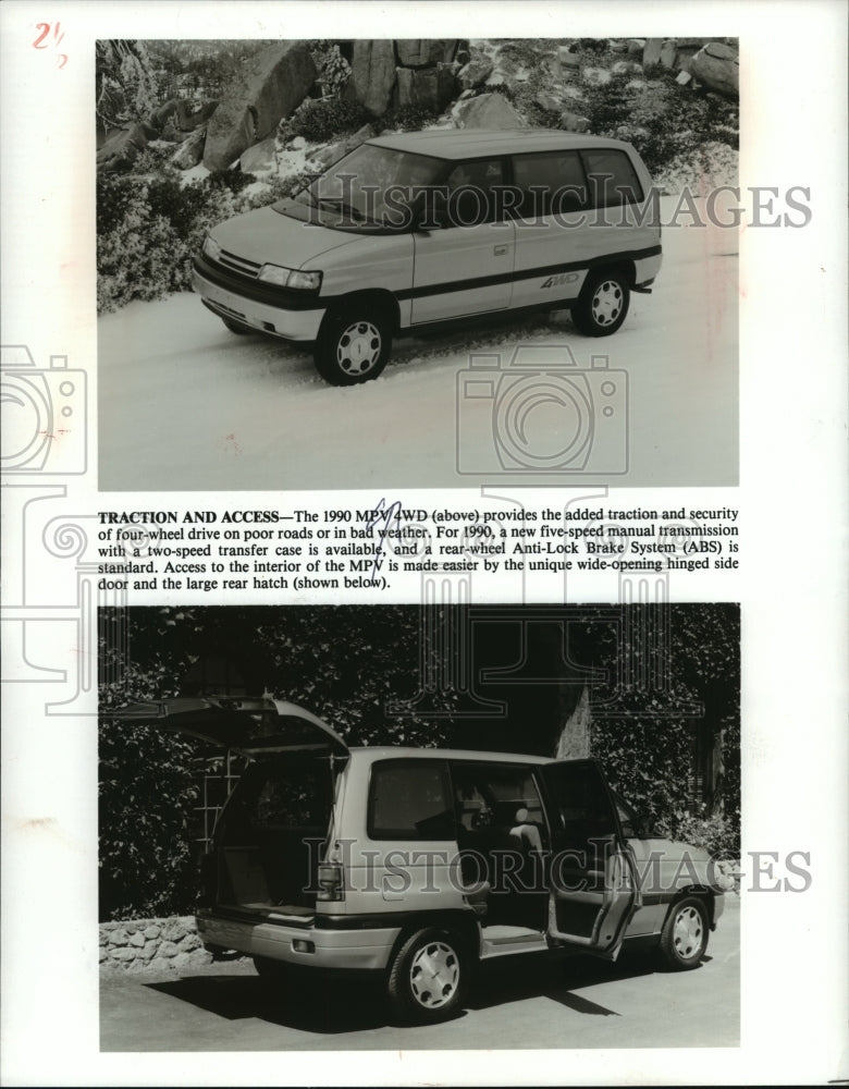 1990 Press Photo The exterior view of the 1990 Mazda MPV 4WD. - mjp17752 - Historic Images