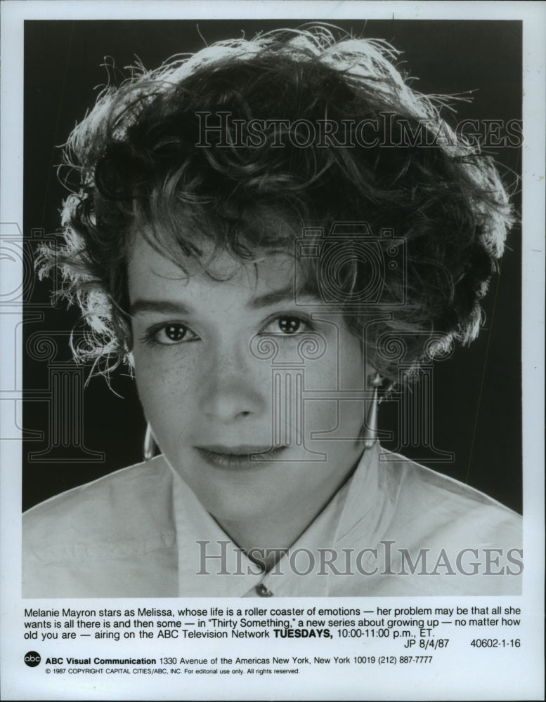 1987 Press Photo Melanie Mayron stars on Thirtysomething, on ABC. - mjp17823 - Historic Images