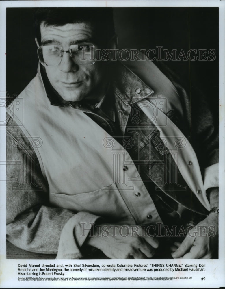 1988 Press Photo David Mamet directed and co-wrote Columbia's "Things Change"- Historic Images