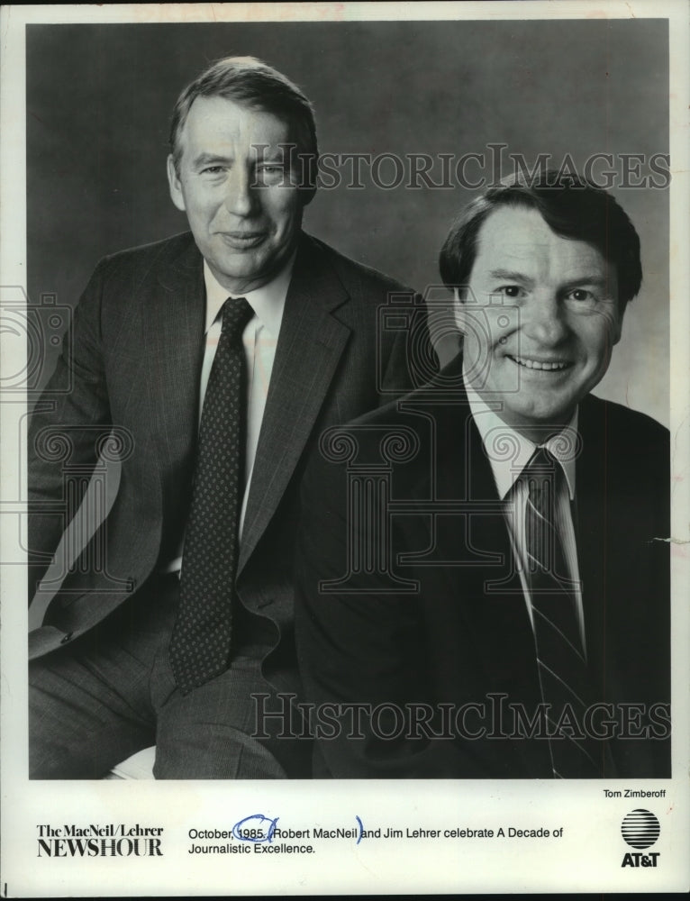 1985 Press Photo Robert MacNeil & Jim Lehrer of The MacNeil/Lehrer Newshour - Historic Images