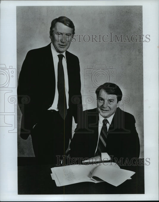 1983, Robert MacNeil & Jim Lehrer of The MacNeil/Lehrer Newshour - Historic Images