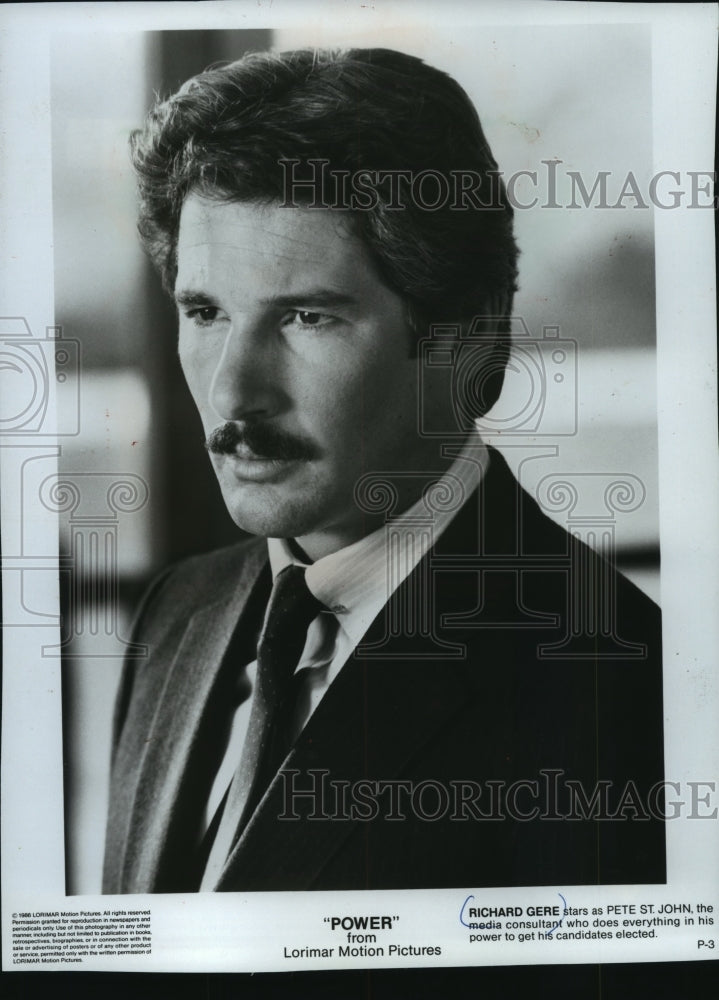1986 Press Photo Richard Gere in &quot;Power&quot; - mjp18287 - Historic Images
