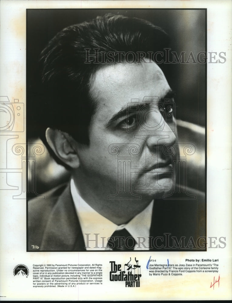 1990 Press Photo Joe Mantegna starring in "The Godfather Part III." - mjp18423 - Historic Images